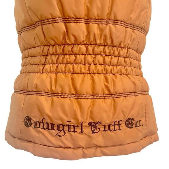 COWGIRL TUFF Co. PUFFER VEST SIP BUTTON DOWN GOLD/BLACK EMBROIDERED SZ S COUNTRY - Picture 13 of 16